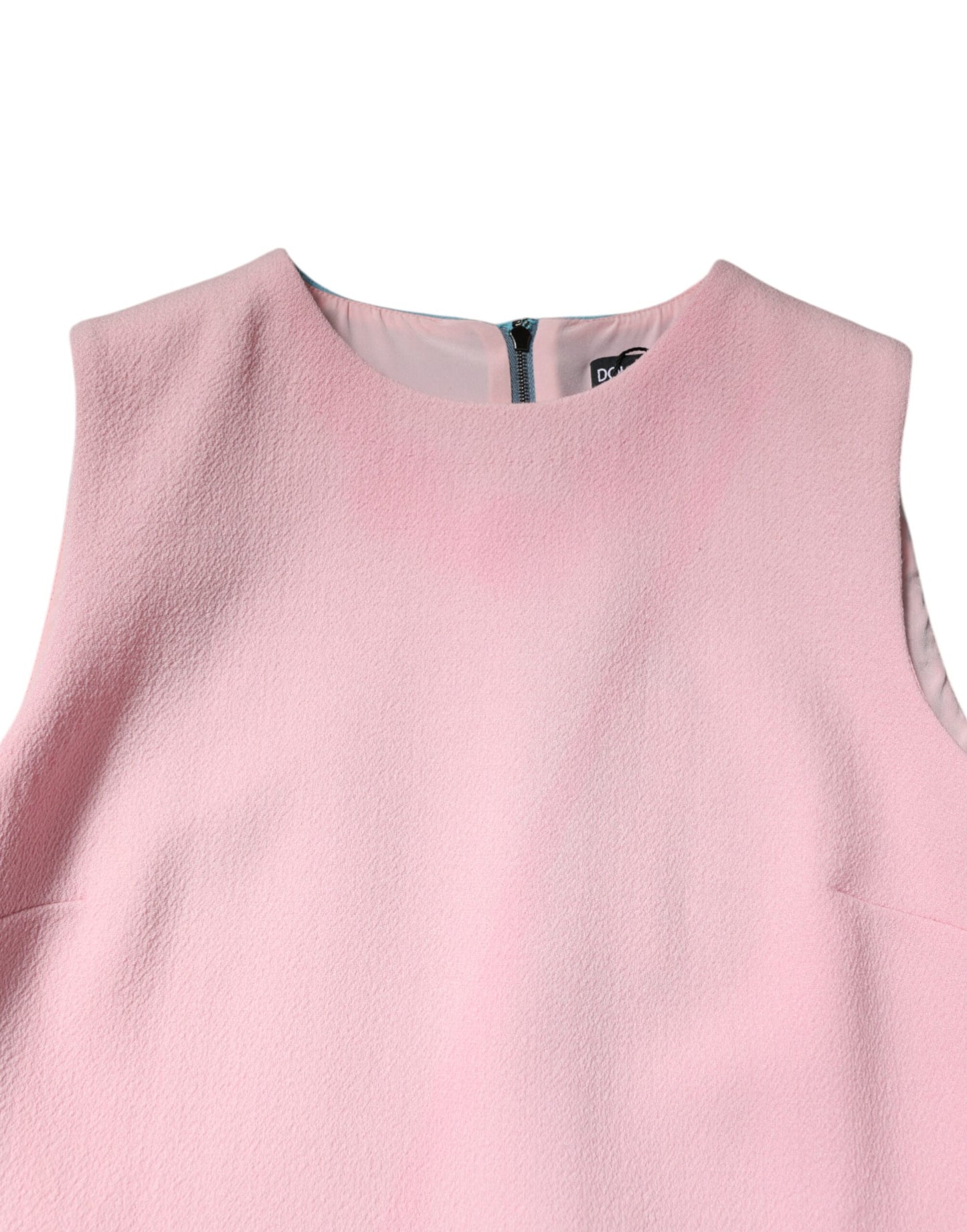 Pink Blue Wool Sleeveless Shift Mini Dress