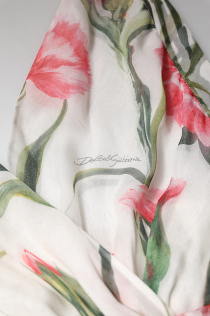 White Floral Silk Halter A-line Maxi Dress