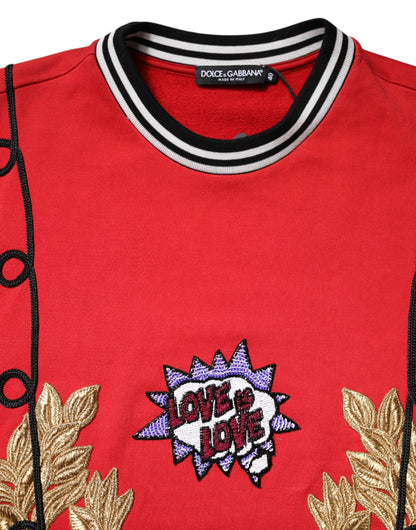 Red Cotton Queen Sequined Pullover Sweater