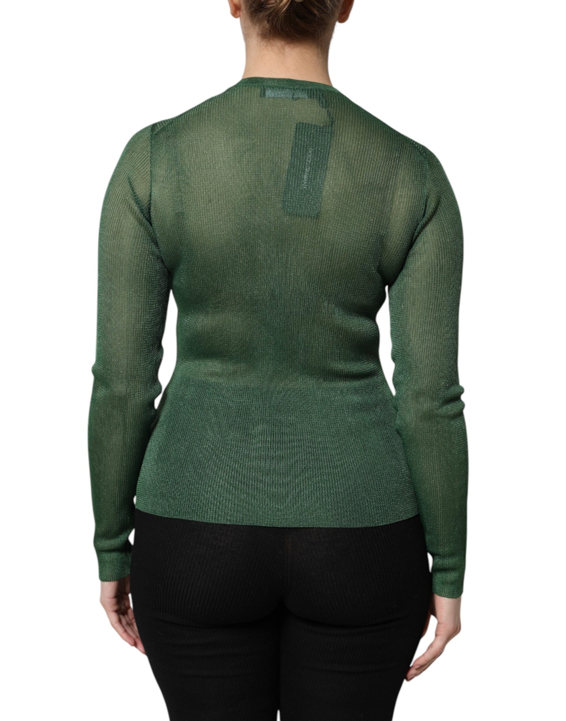 Green Polyester Long Sleeves Cardigan Sweater