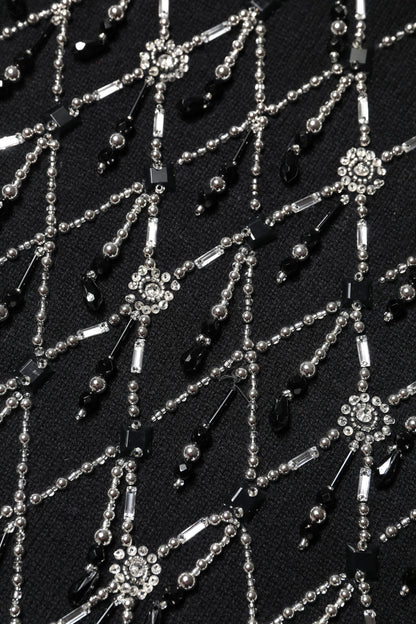 Black Cashmere Embellished Long Sleeves Top