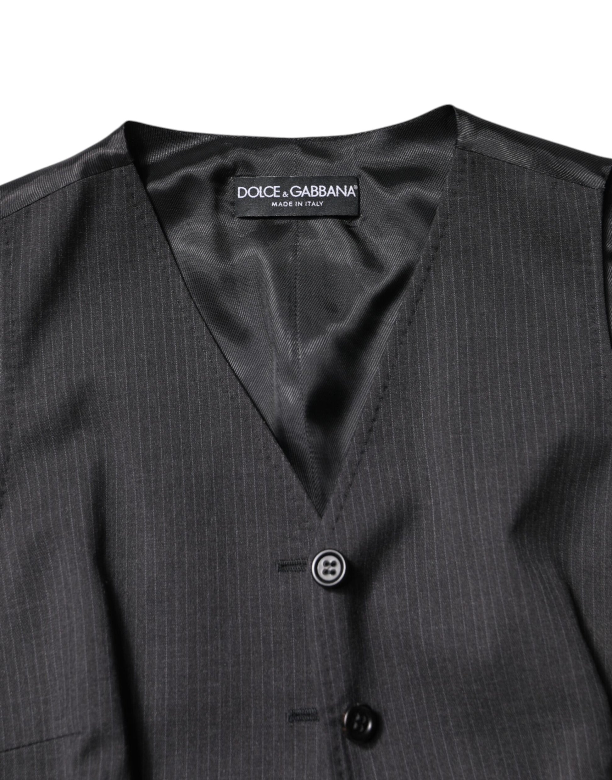 Black Striped Button Down Sleeveless Vest Top