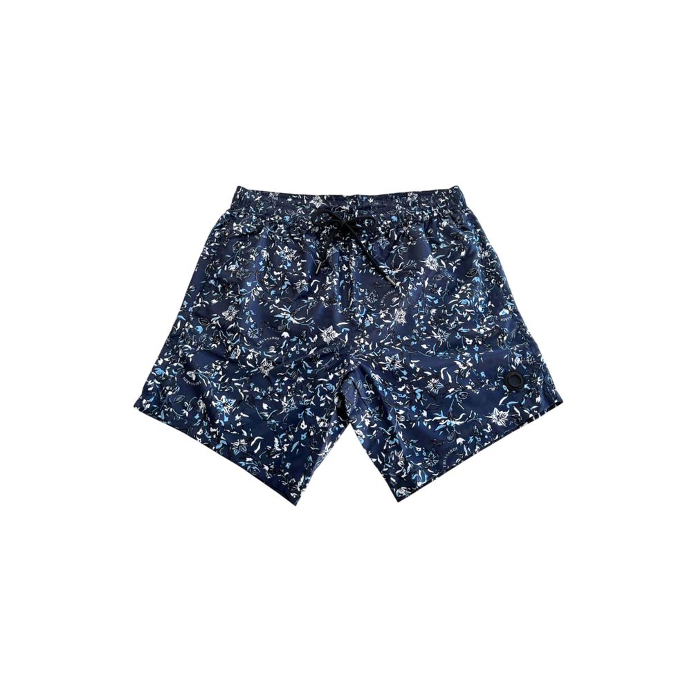 Blue Polyester Men Swim Shorts