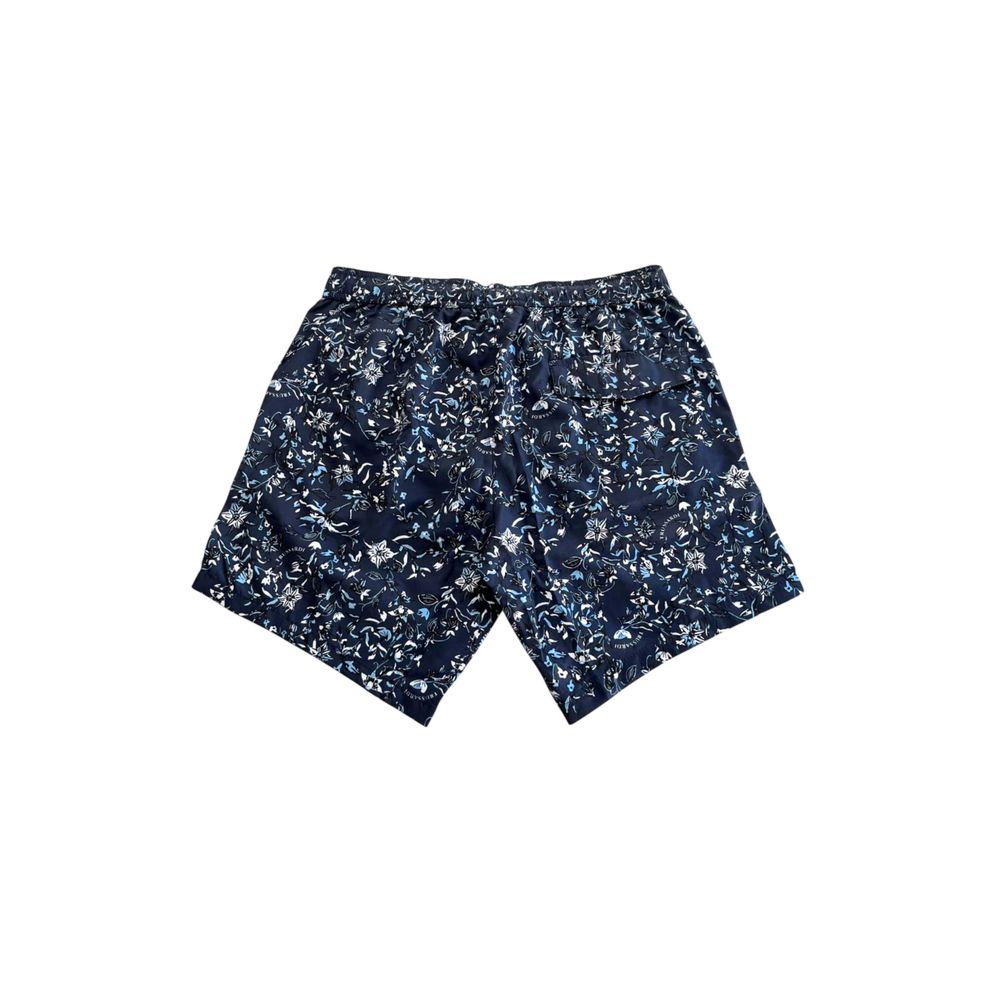 Blue Polyester Men Swim Shorts