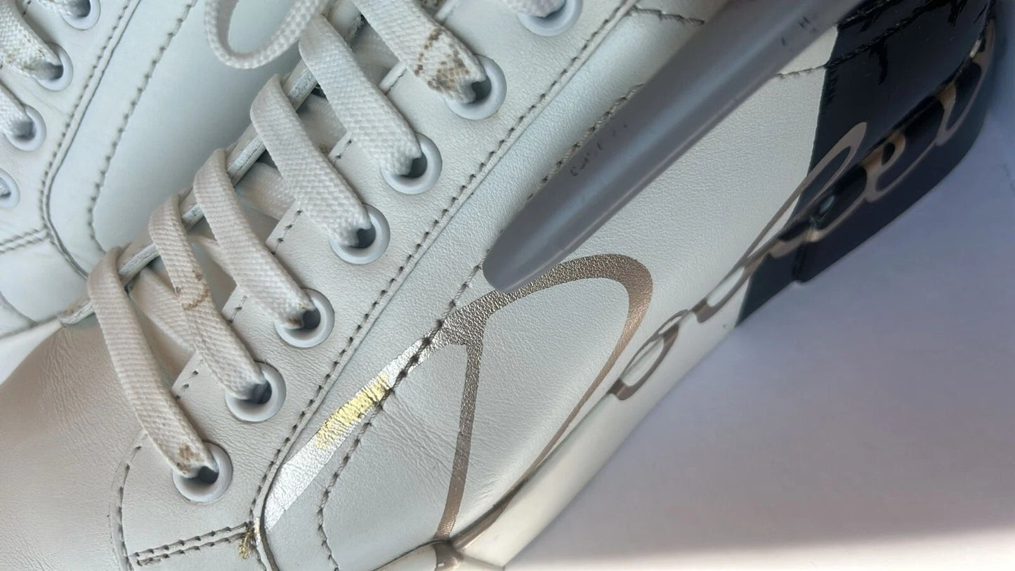 White Black Logo Portofino Men Sneaker Shoe