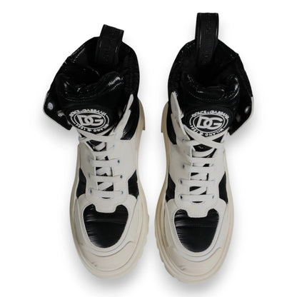 White Padded Mid Calf Lace Up Boots Shoes