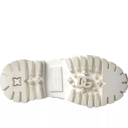 White Leather Rubber Logo Ankle Boots Shoes