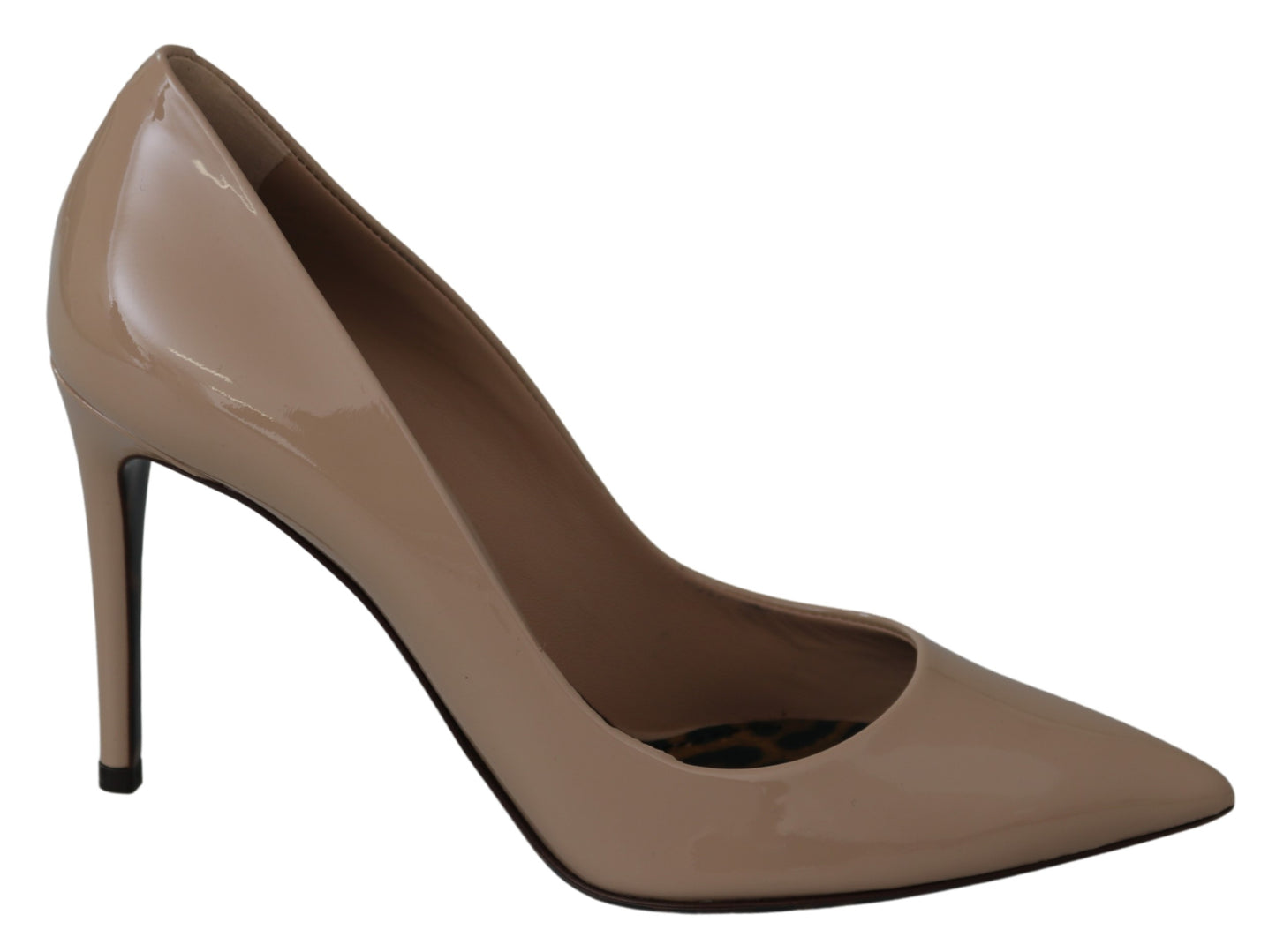 Beige Patent Leather Stiletto Heel Pumps