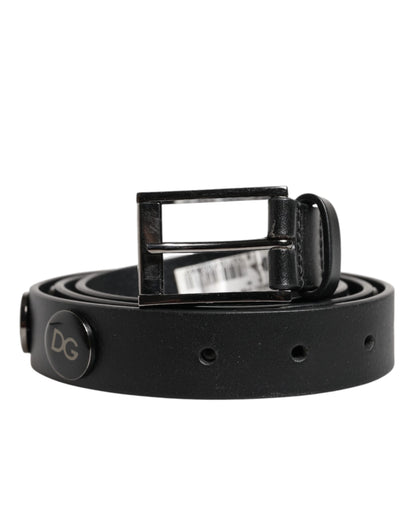 Black Luxury Leather DG Studs Buckle Belt