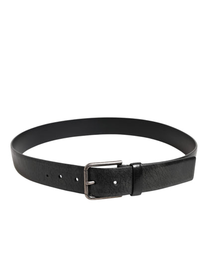 Black Classic Leather Metal Buckle Belt