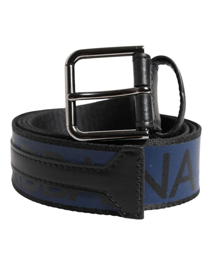 Black Blue DG Logo Silver Metal Buckle Belt