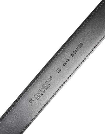 Black Classic Calf Leather Silver Buckle Belt