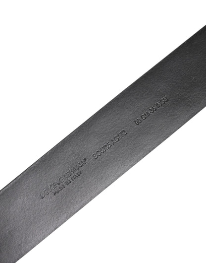 Black Calf Leather Studded Silver Buckle Belt