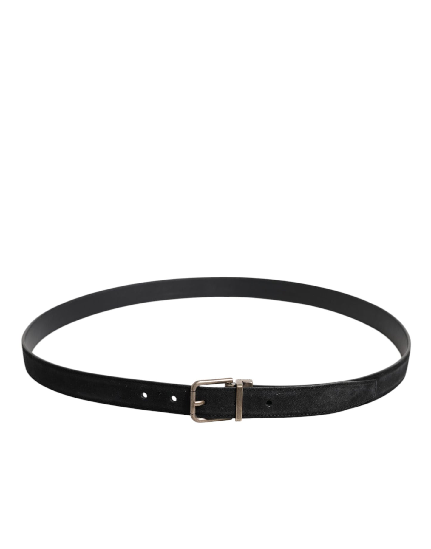 Black Calf Leather Classic Metal Buckle Belt