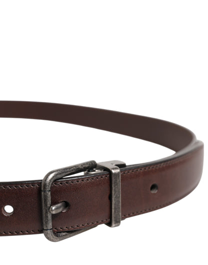 Brown Classic Calf Leather Metal Buckle Belt