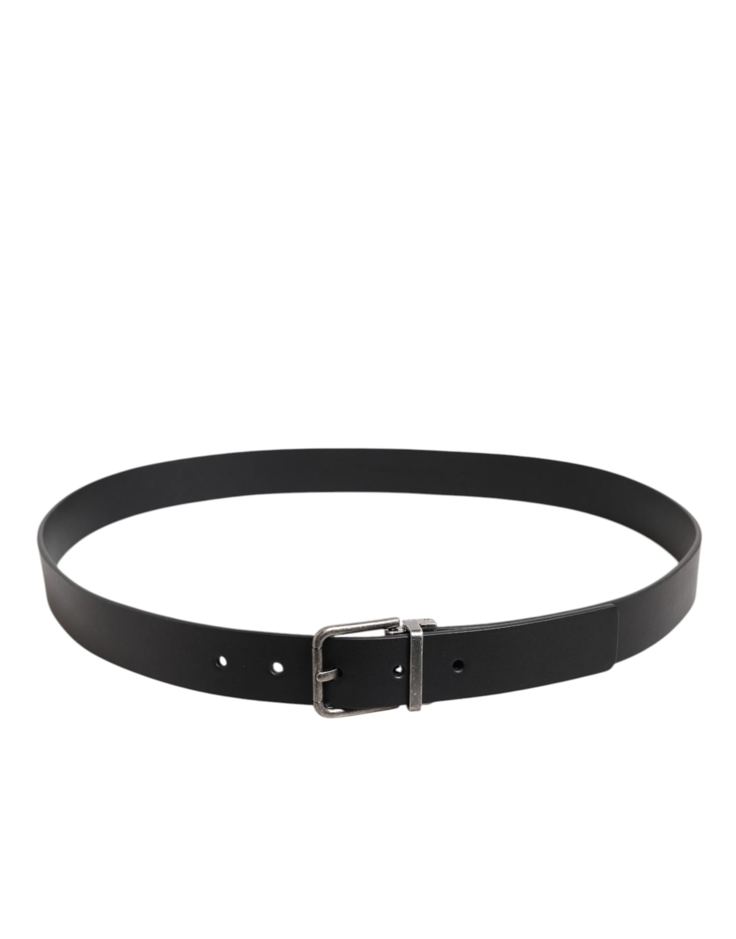 Black Classic Leather Metal Buckle Belt