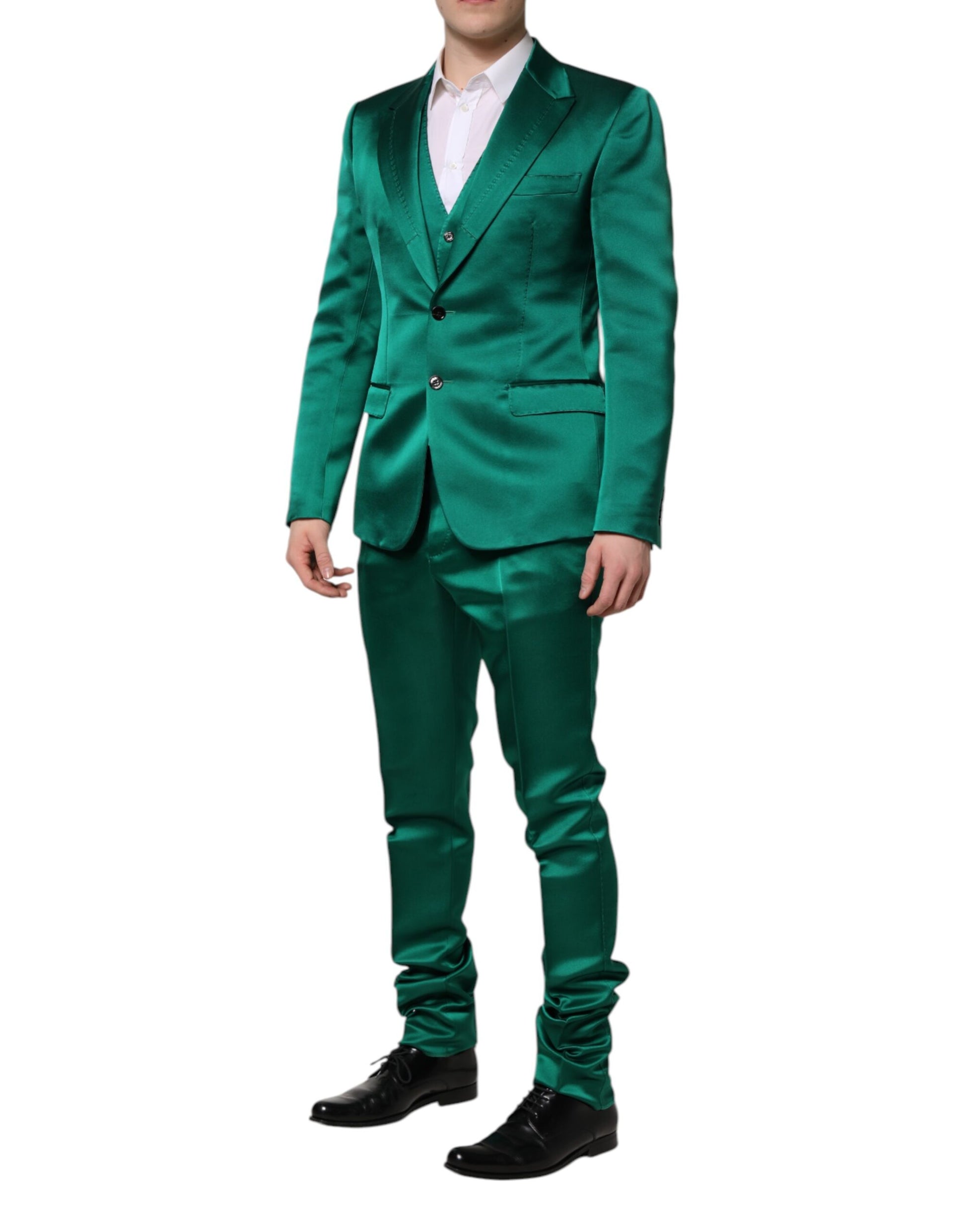 Green Silk 3 Piece Single Breasted Suit