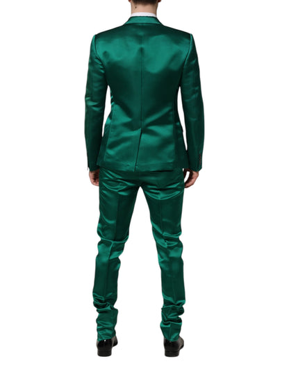 Green Silk 3 Piece Single Breasted Suit
