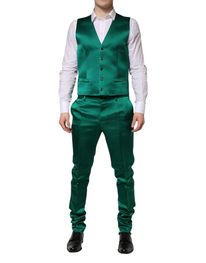 Green Silk 3 Piece Single Breasted Suit