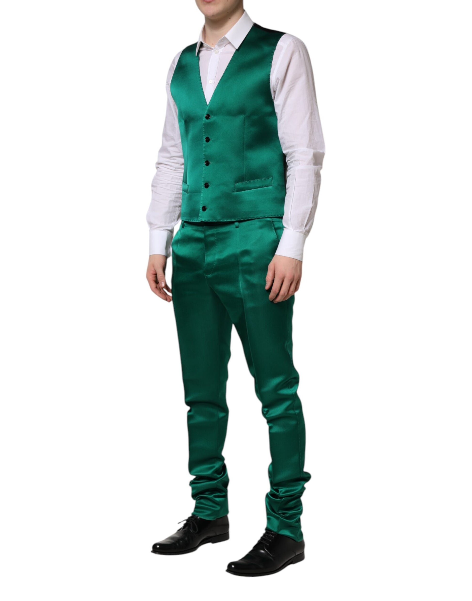 Green Silk 3 Piece Single Breasted Suit