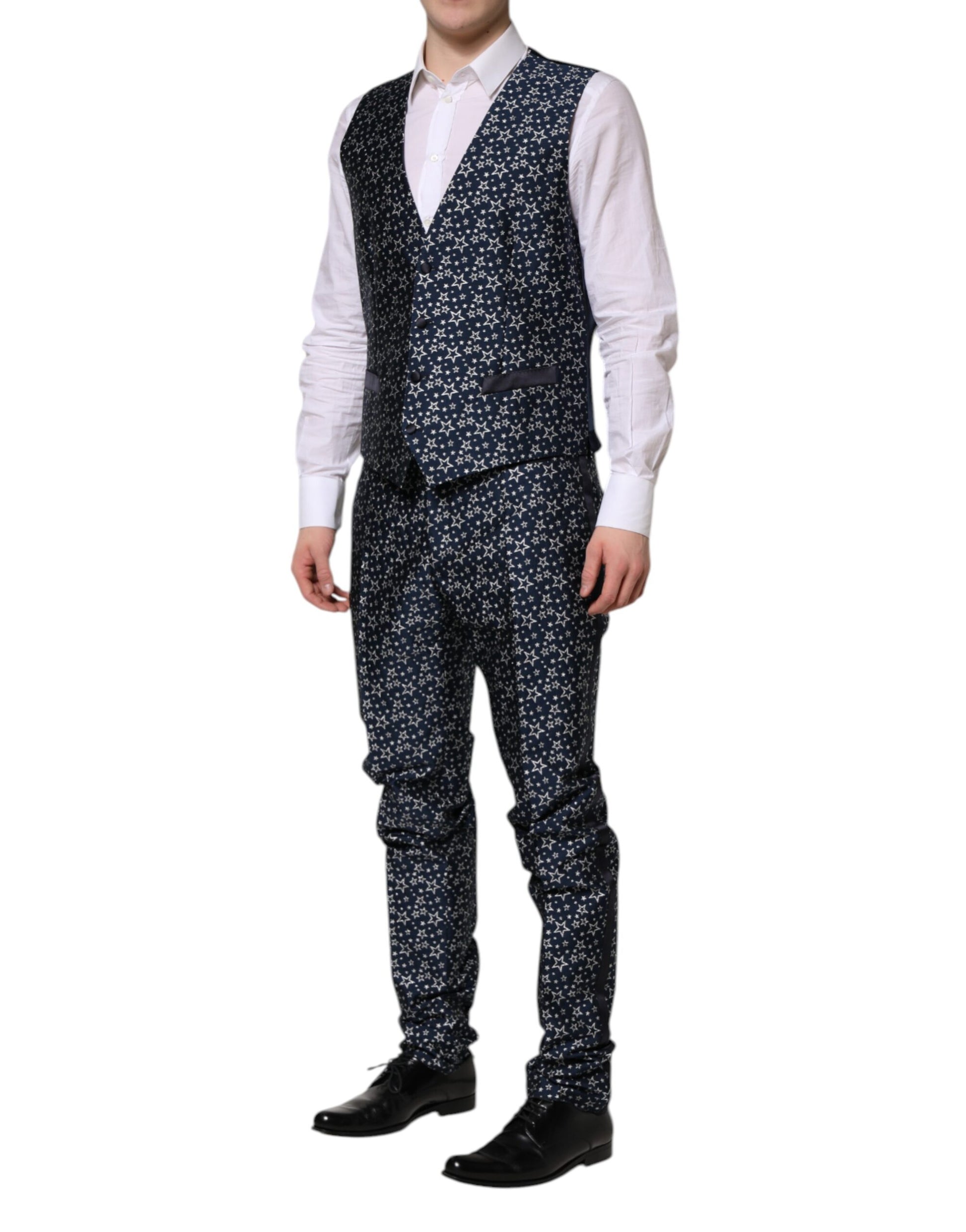 Blue MARTINI Star Jacquard 3 Piece Suit