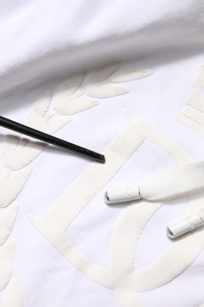 White Embossed Logo Hooded Sweatshirt Sweater