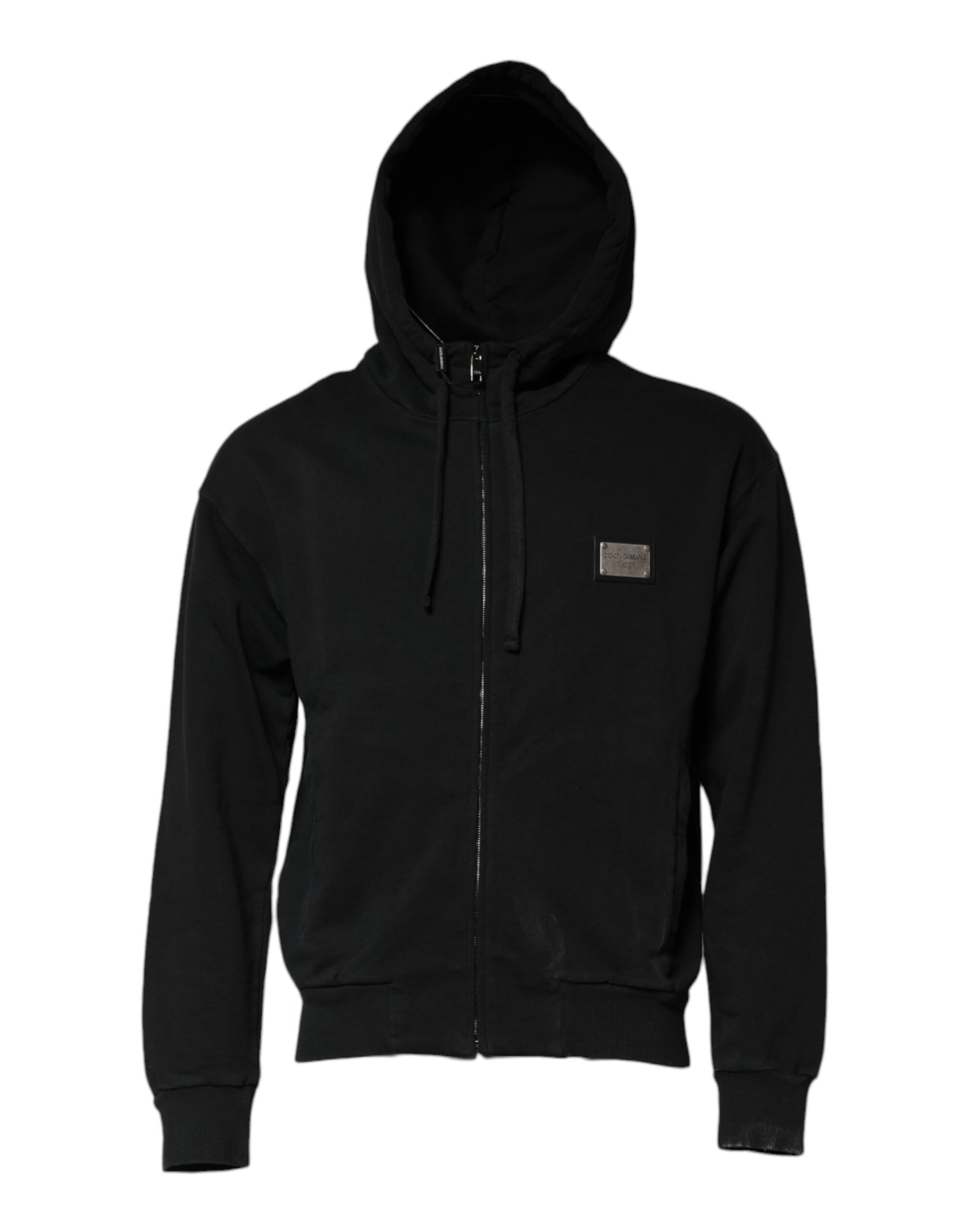 Black Logo Full Zip Hooded Men Sweatshirt Sweater