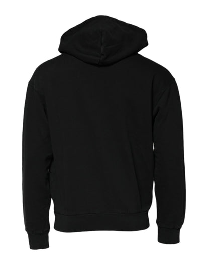 Black Logo Full Zip Hooded Men Sweatshirt Sweater