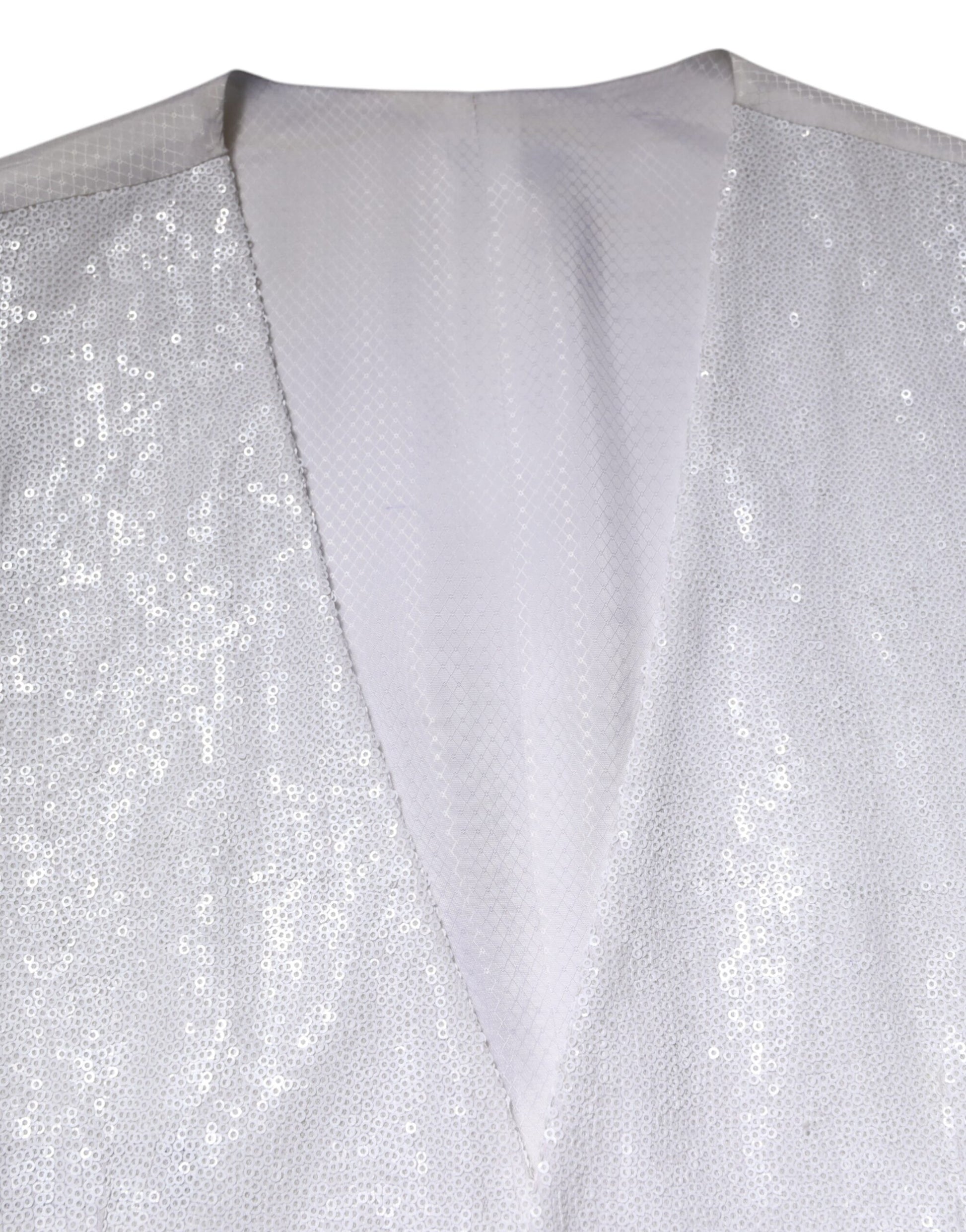 White Sequined Dress Formal Waistcoat Vest