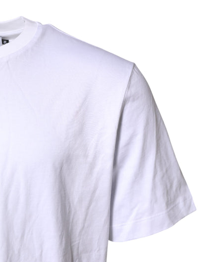 White Logo Embroidery Crew Neck T-shirt