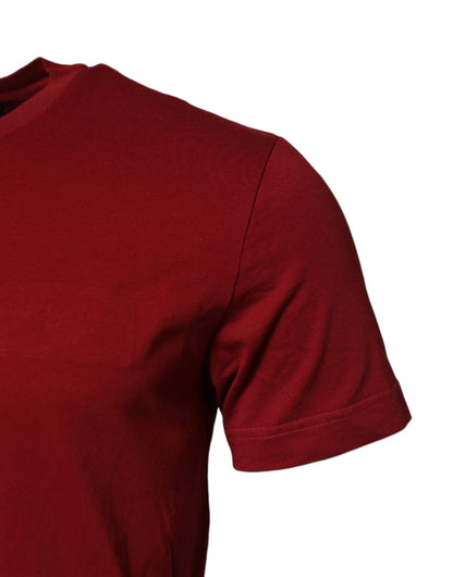 Red Cotton Short Sleeves Crew Neck T-shirt