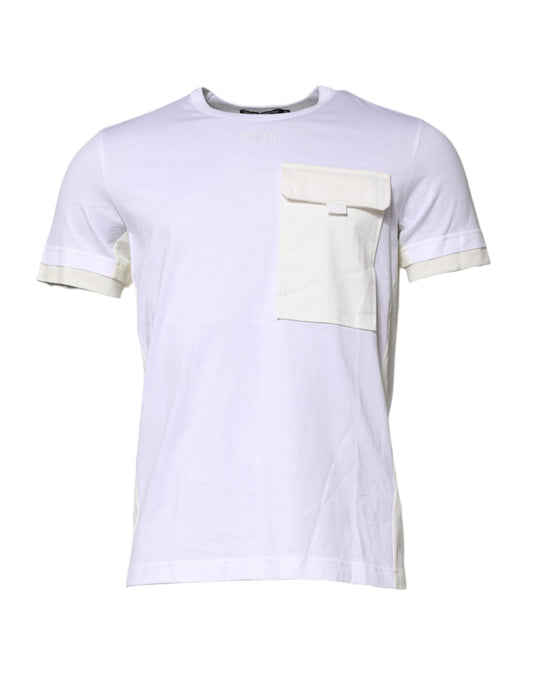 White Cotton Pocket Short Sleeves T-shirt