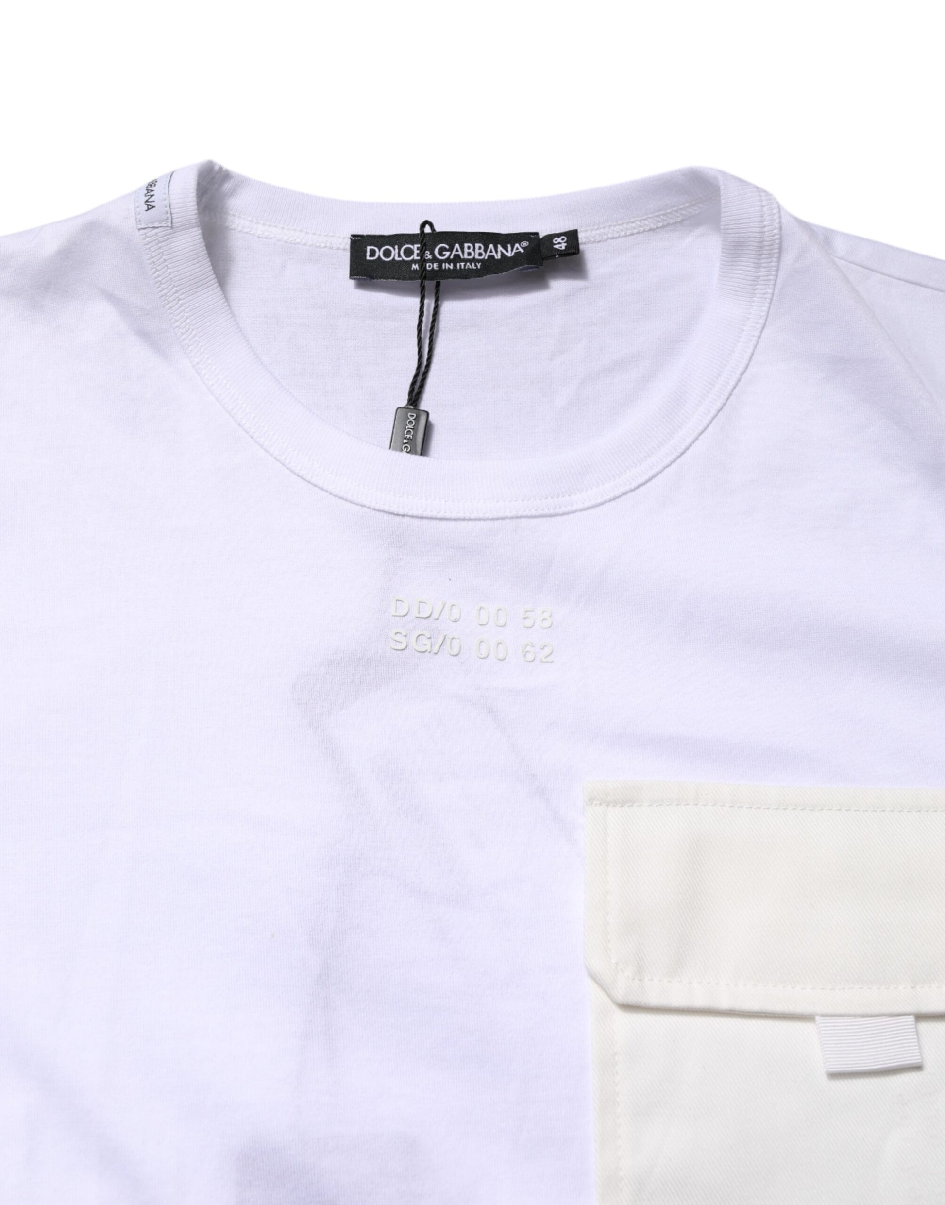 White Cotton Pocket Short Sleeves T-shirt