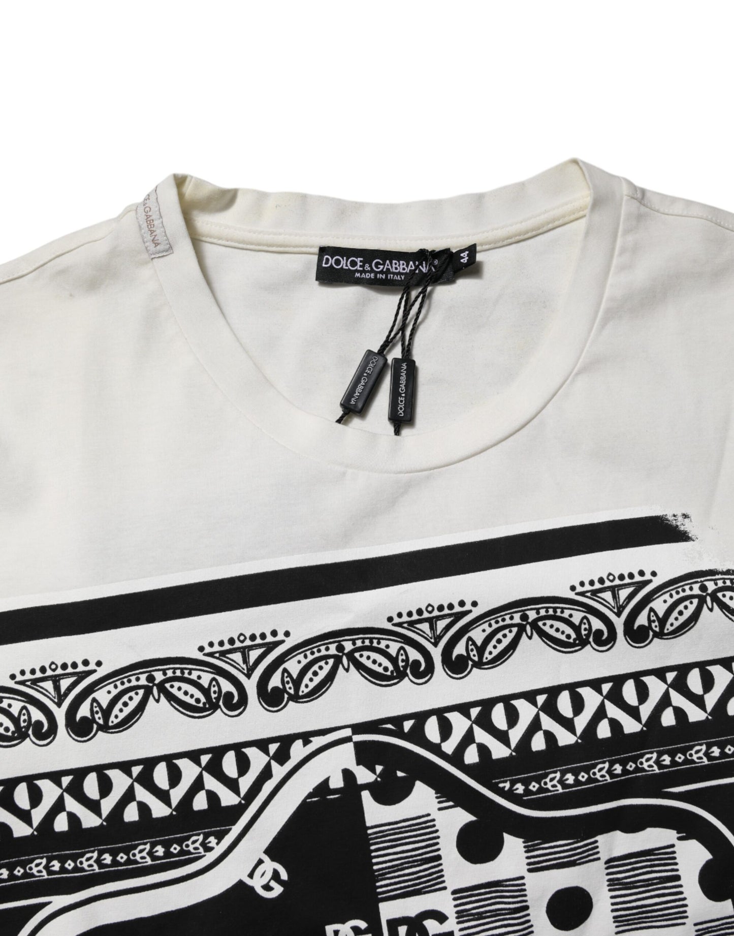 White Cotton Logo Bandana Print T-shirt