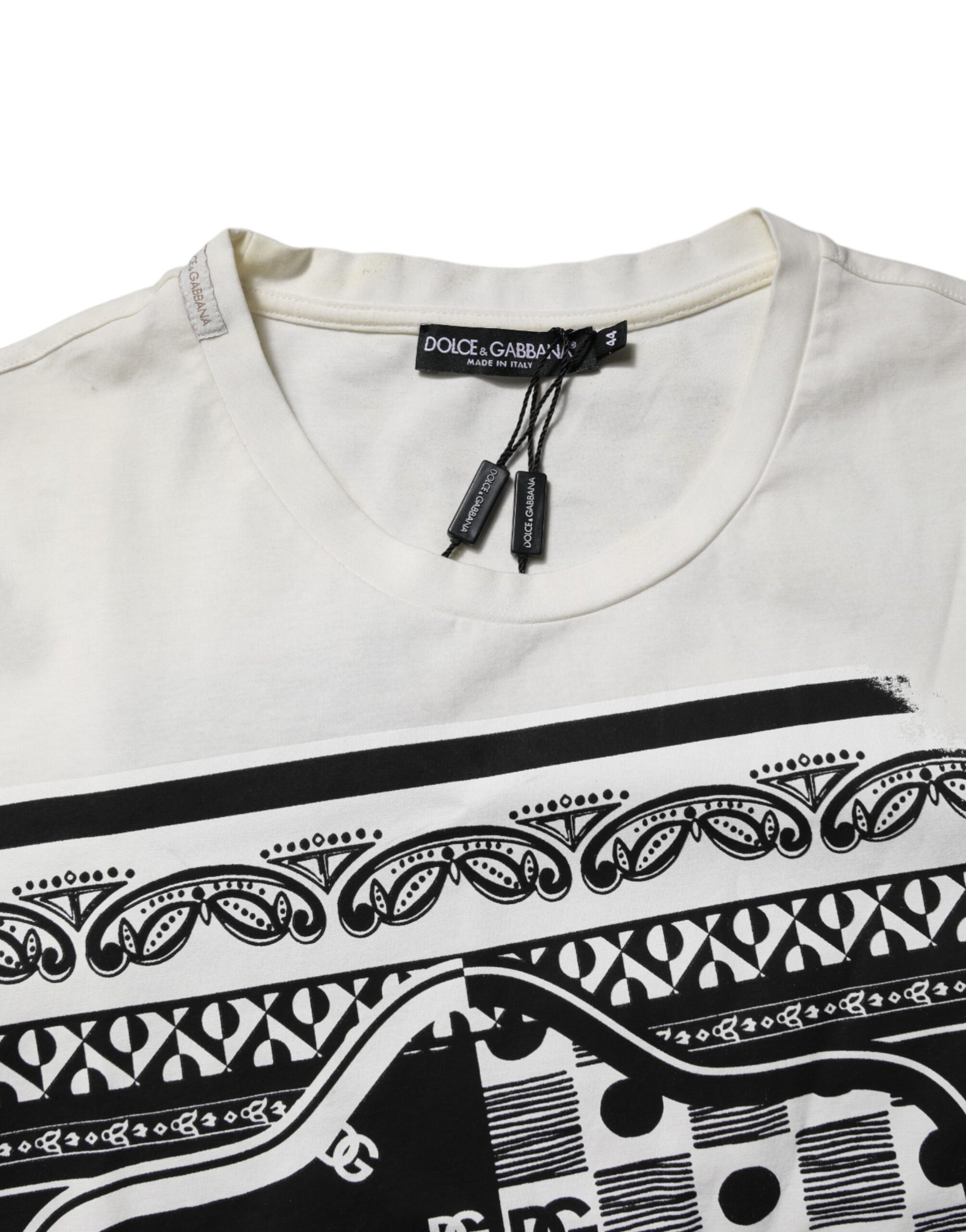 White Cotton Logo Bandana Print T-shirt