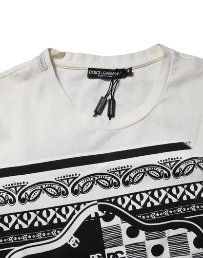 White Cotton Logo Bandana Print T-shirt