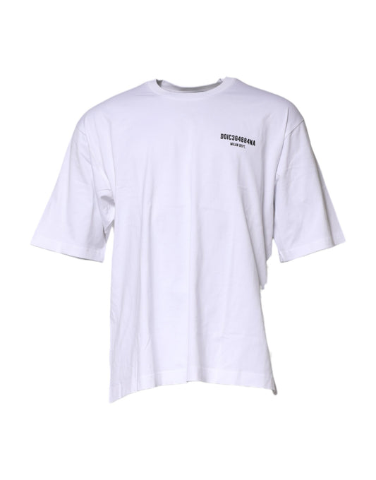 White Cotton Logo Print Crew Neck T-shirt