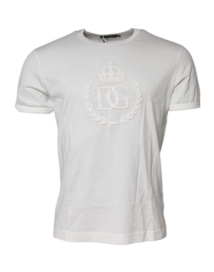 White Cotton DG Crown Embossed T-shirt