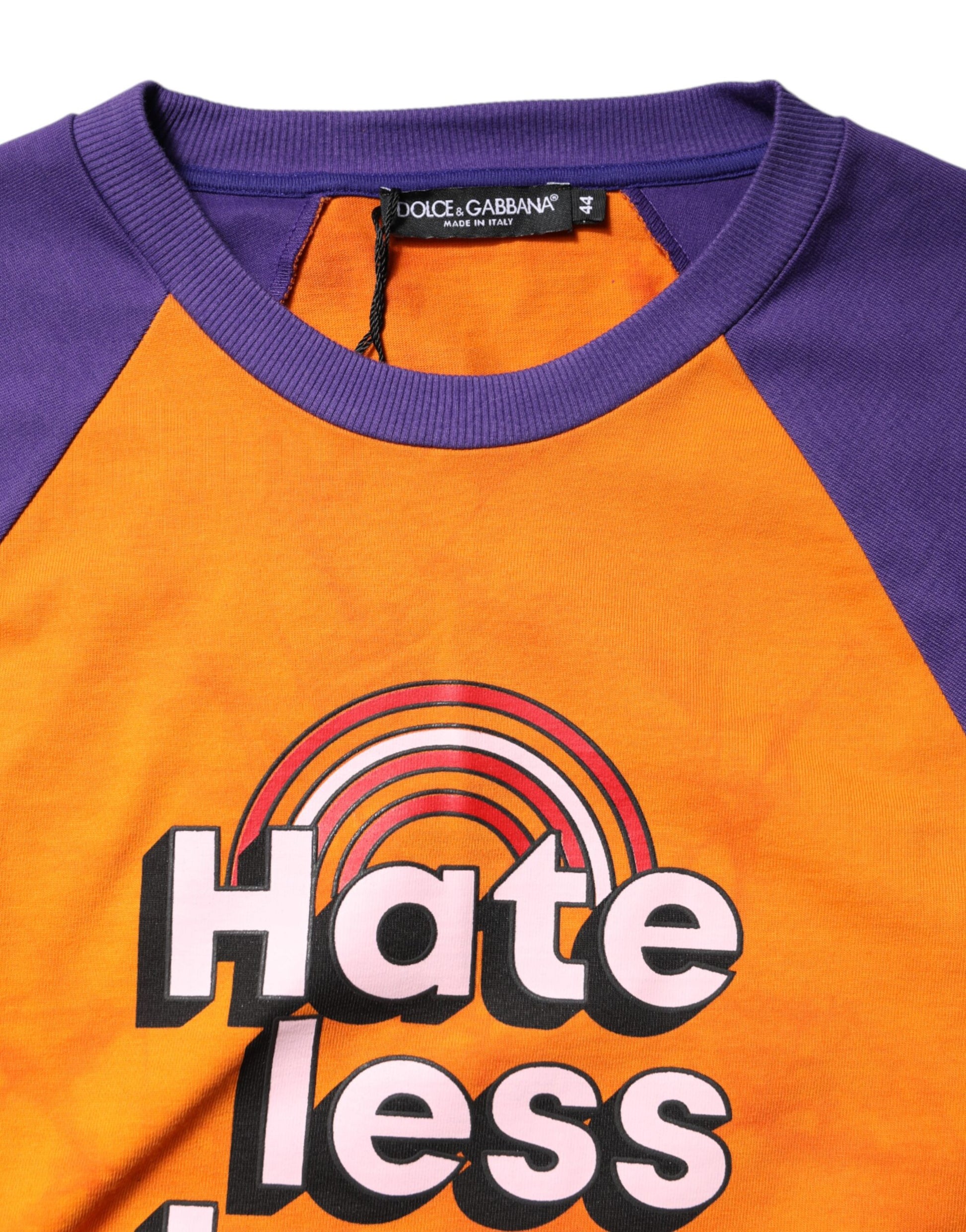 Orange Purple Printed Round Neck T-shirt