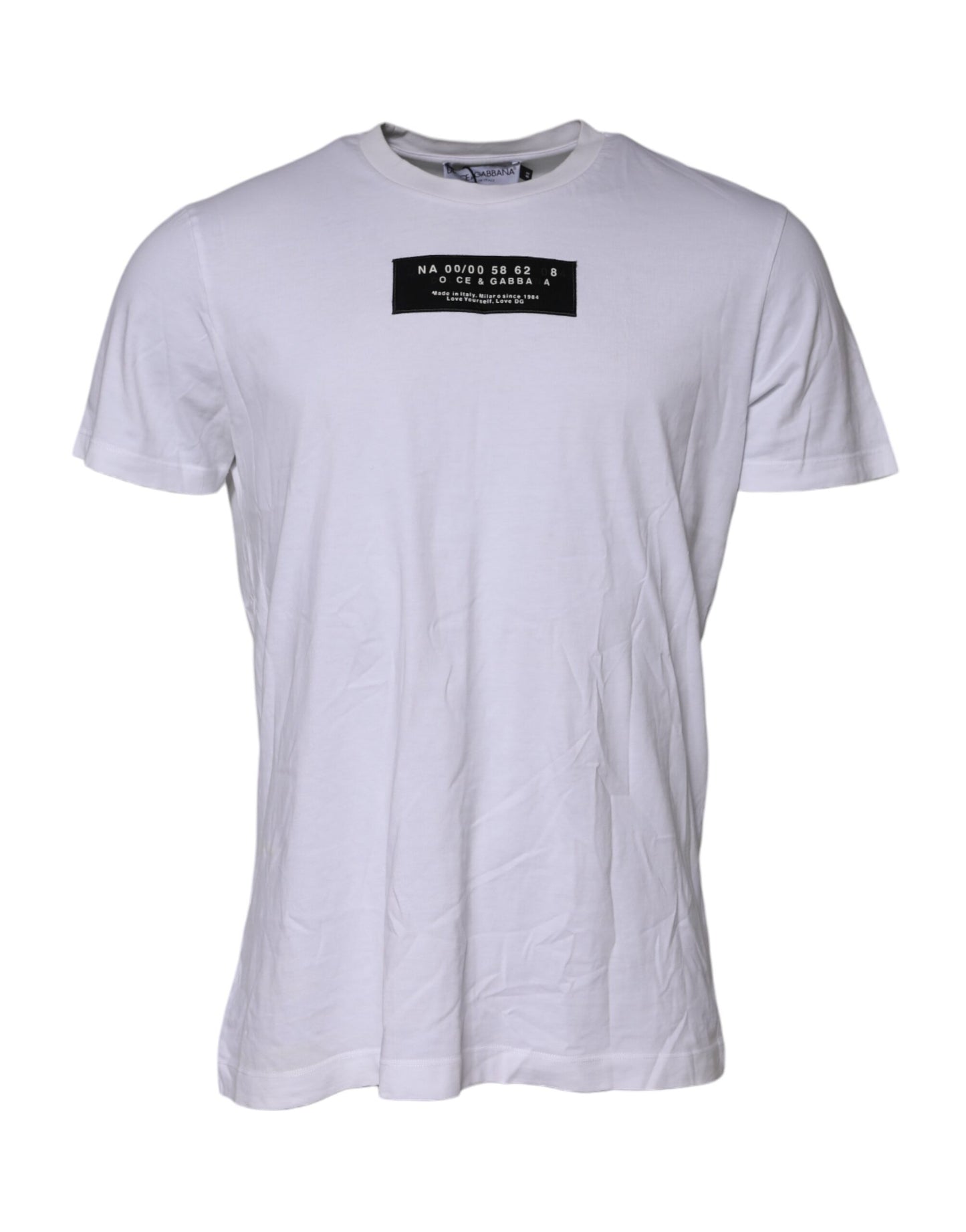 White Cotton Logo Patch Crew Neck T-shirt
