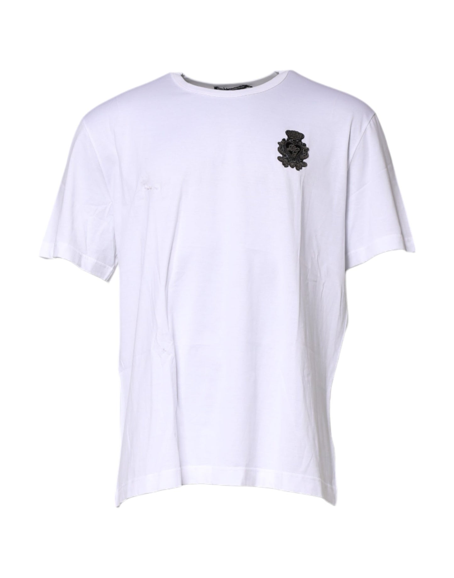 White Cotton DG Crown Embroidery T-shirt