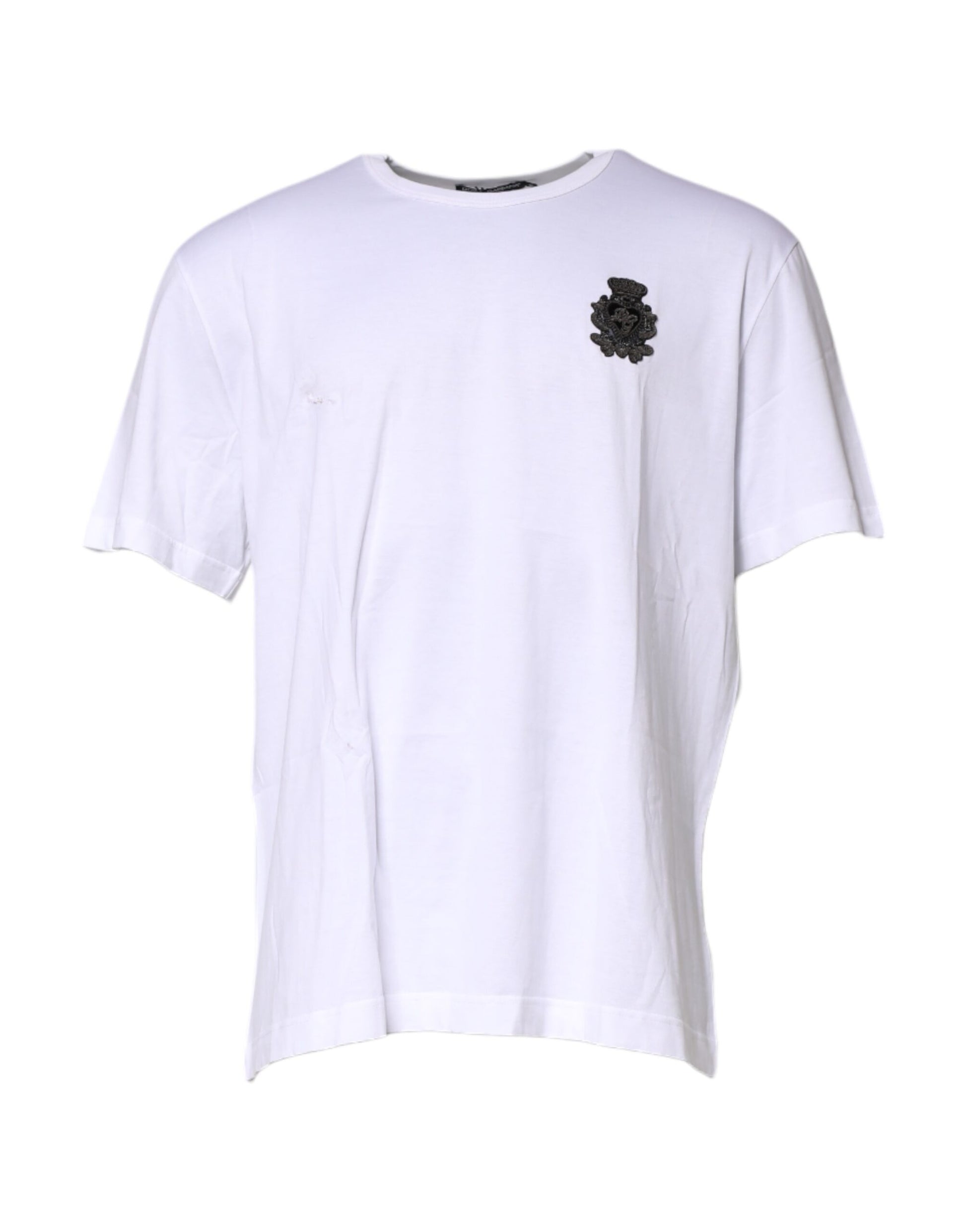 White Cotton DG Crown Embroidery T-shirt