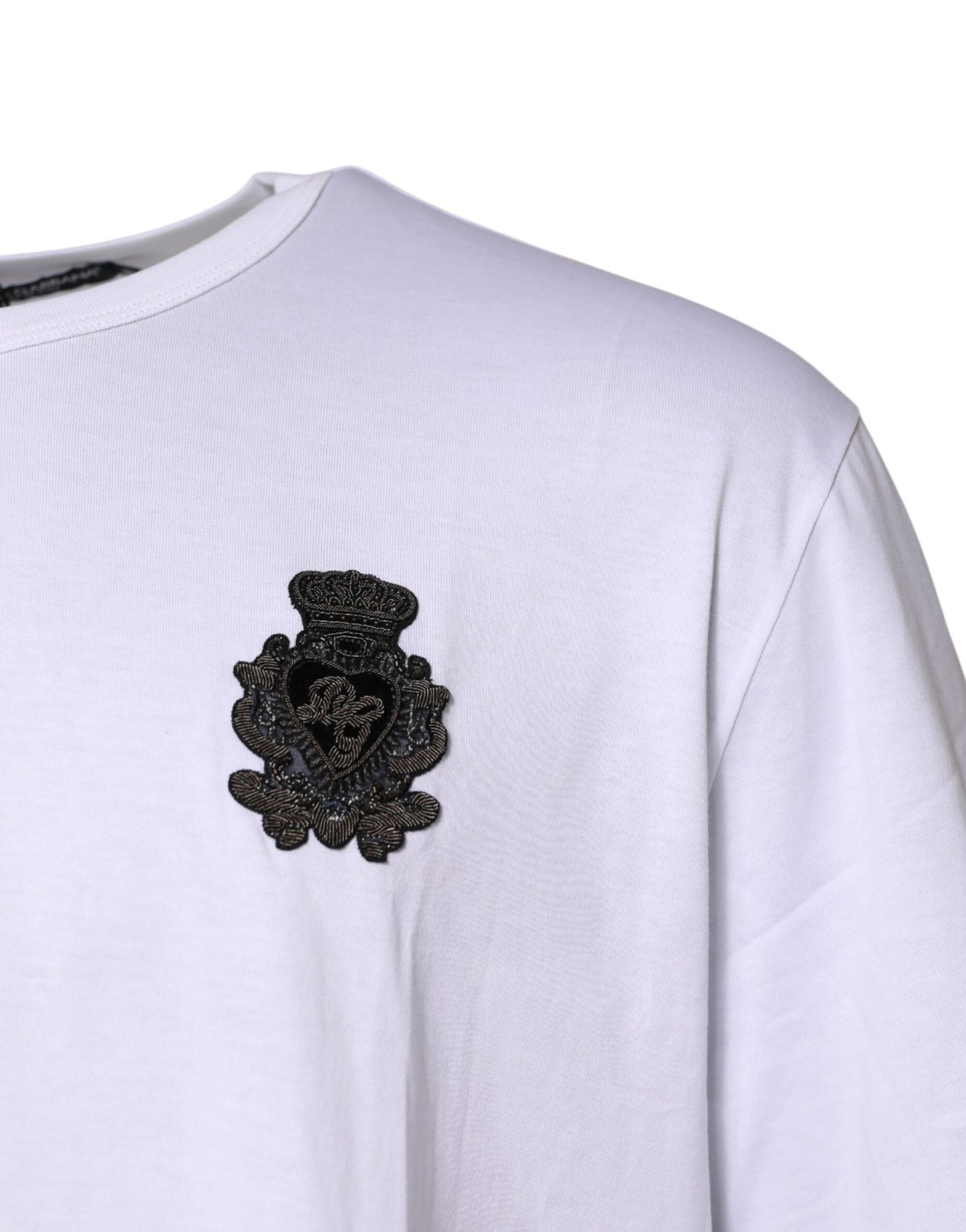 White Cotton DG Crown Embroidery T-shirt