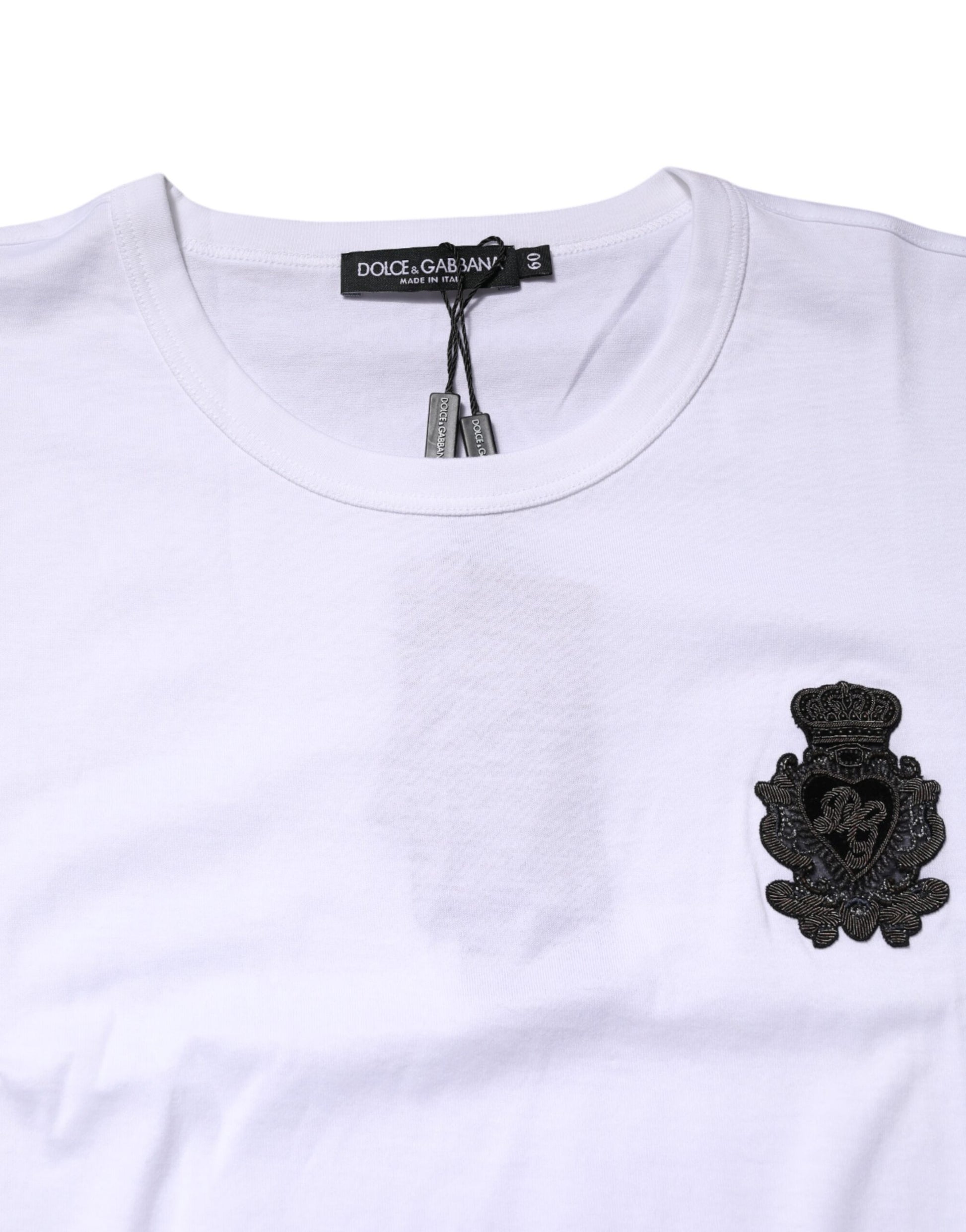 White Cotton DG Crown Embroidery T-shirt