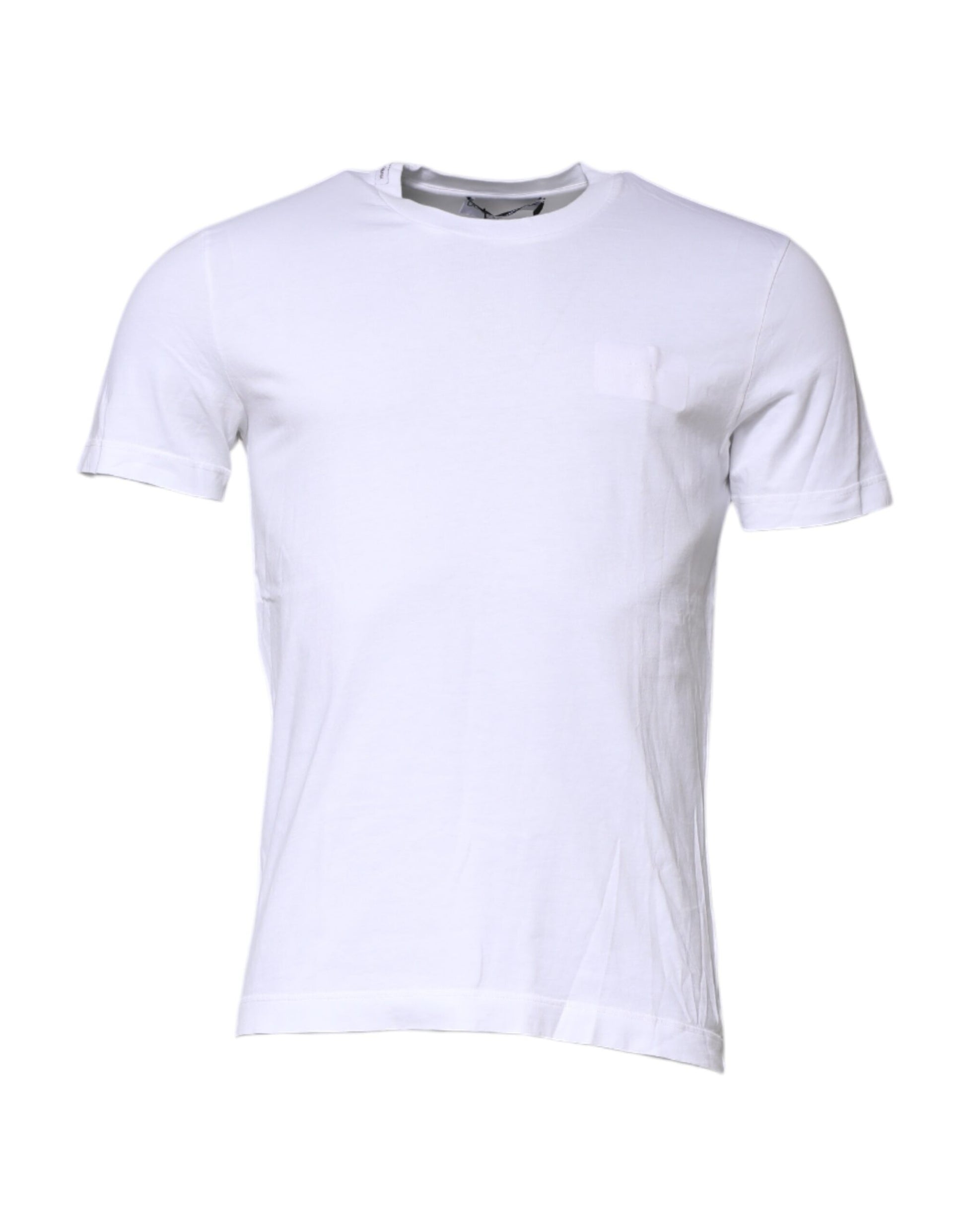 White Cotton Crew Neck Short Sleeves T-shirt