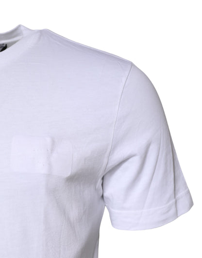 White Cotton Crew Neck Short Sleeves T-shirt