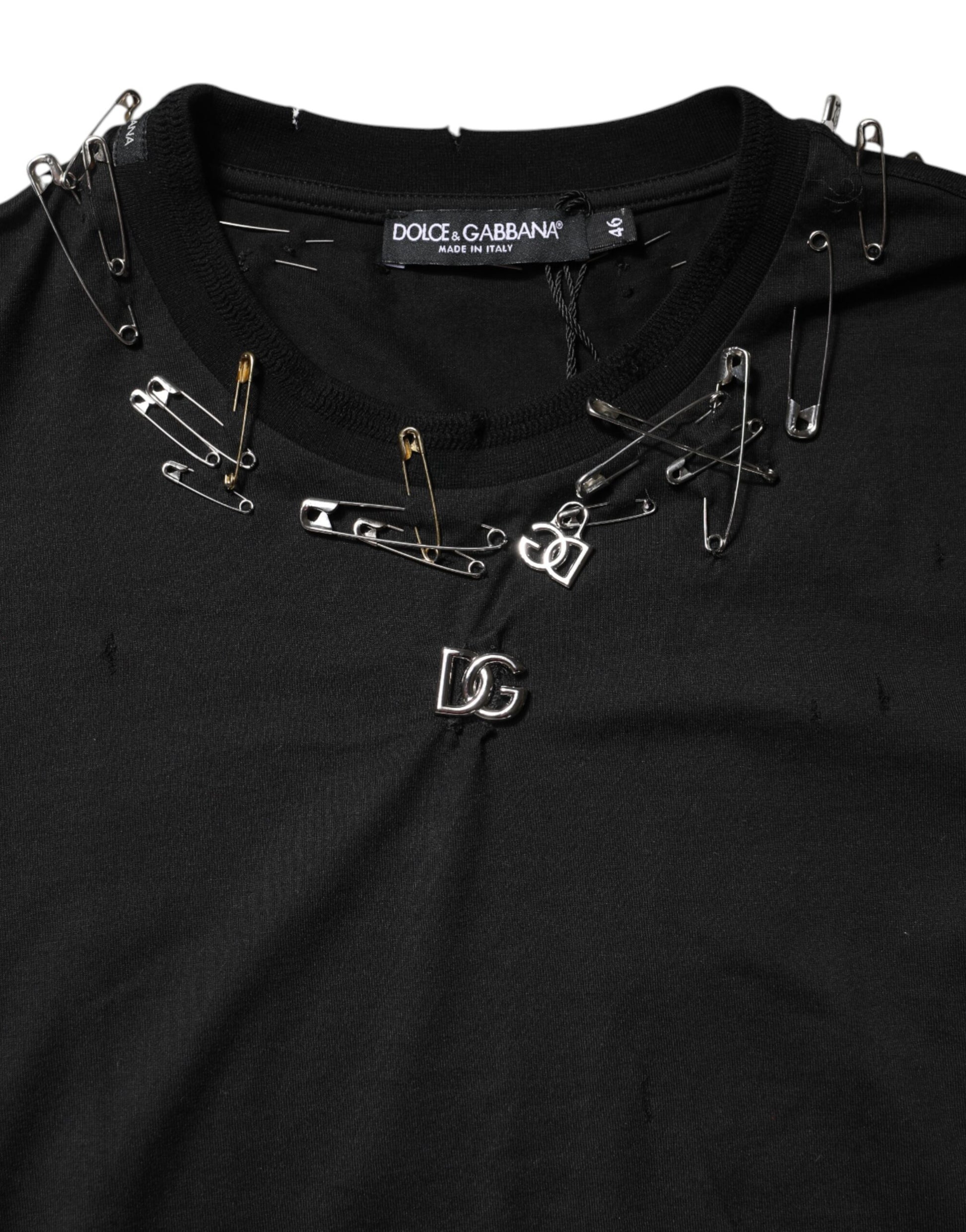 Black Logo Embellish Short Sleeves T-shirt