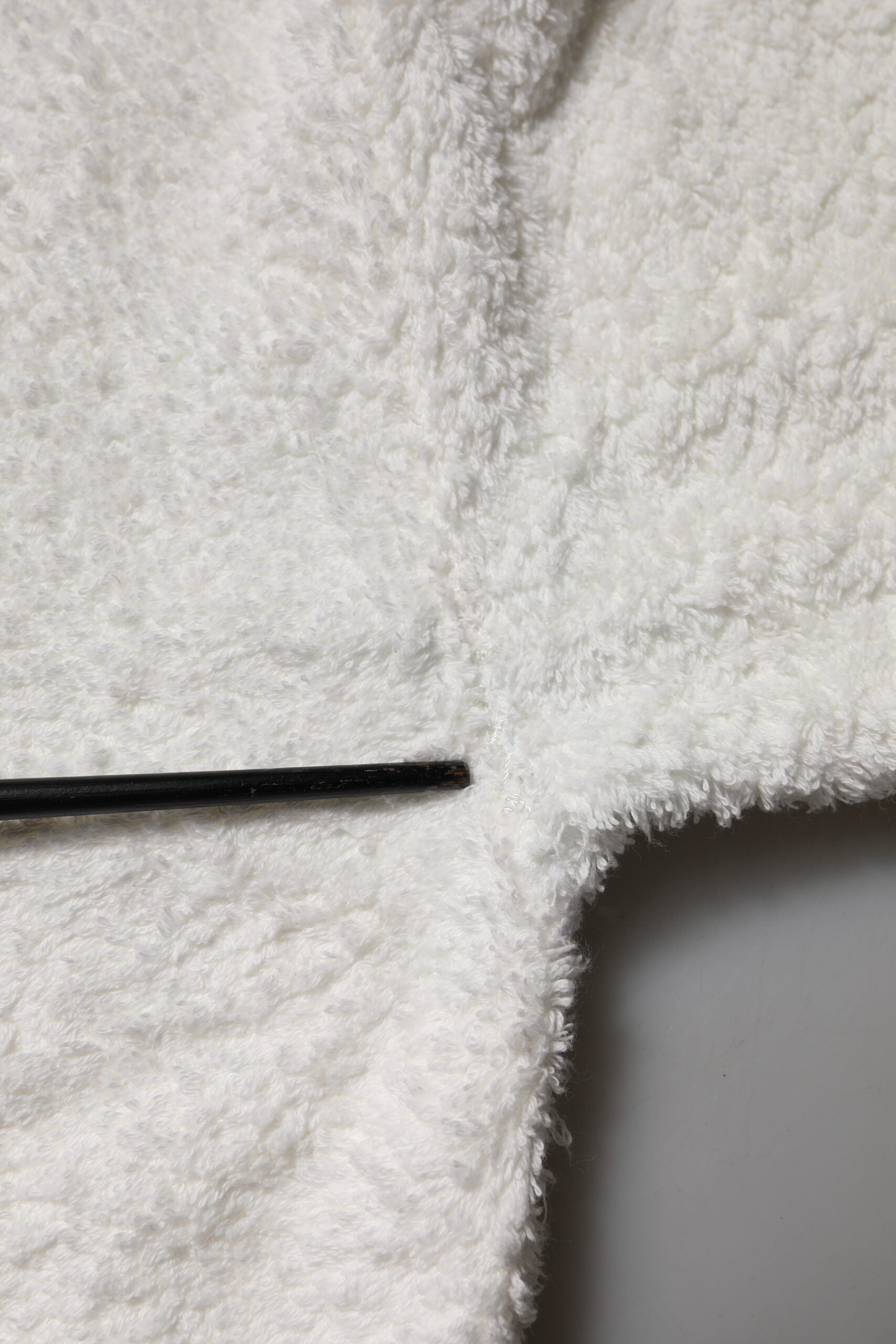 White Cotton Fleece Crew Neck Sweater