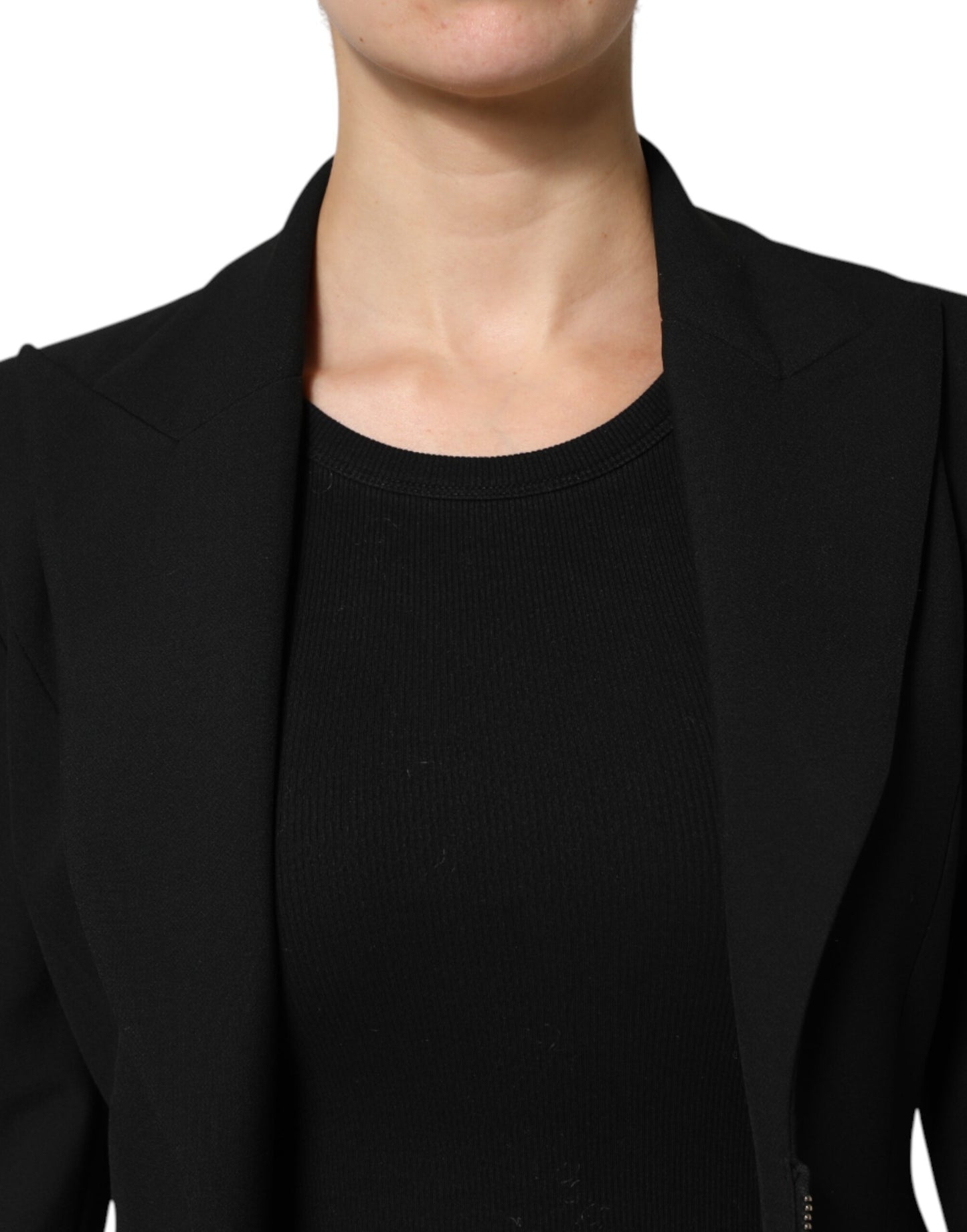 Black Polyester Single Breasted Trench Coat Jacket