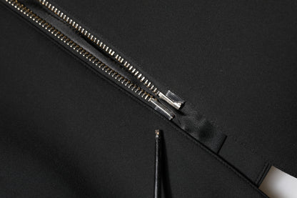 Black Polyester Single Breasted Trench Coat Jacket